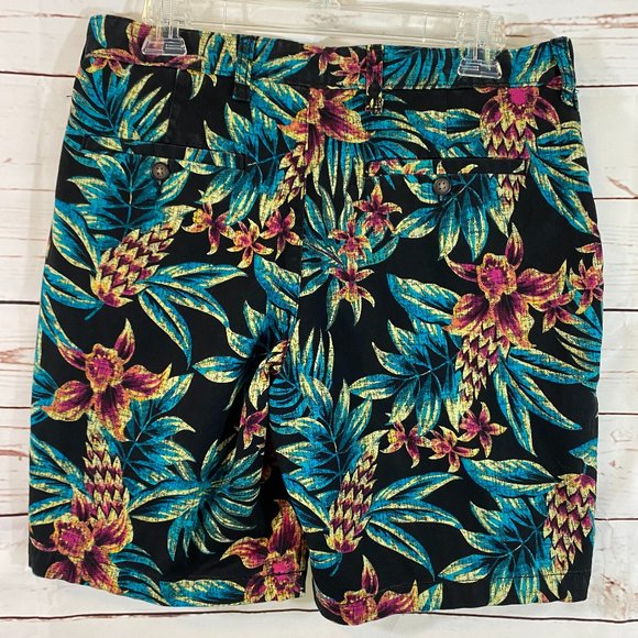 George Black Multicolor Floral Print Bermuda Shorts NWOT Women's Size 32 Small - Picture 8 of 12